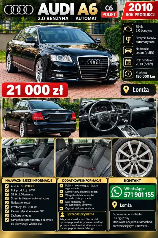 Audi A6 C6 polift 2010 benzyna 2,0 automat - zdjecie glowne