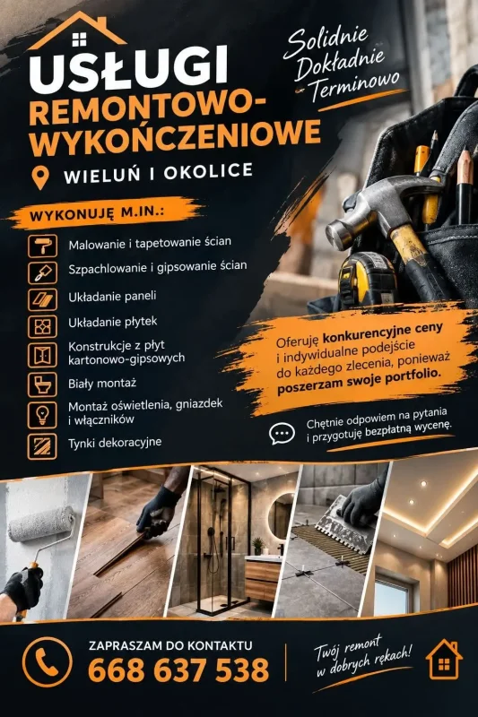Oferuje kompleksowe wykończenia wnętrz, solidnie i terminowo. Zapraszam do kontaktu. - zdjecie glowne
