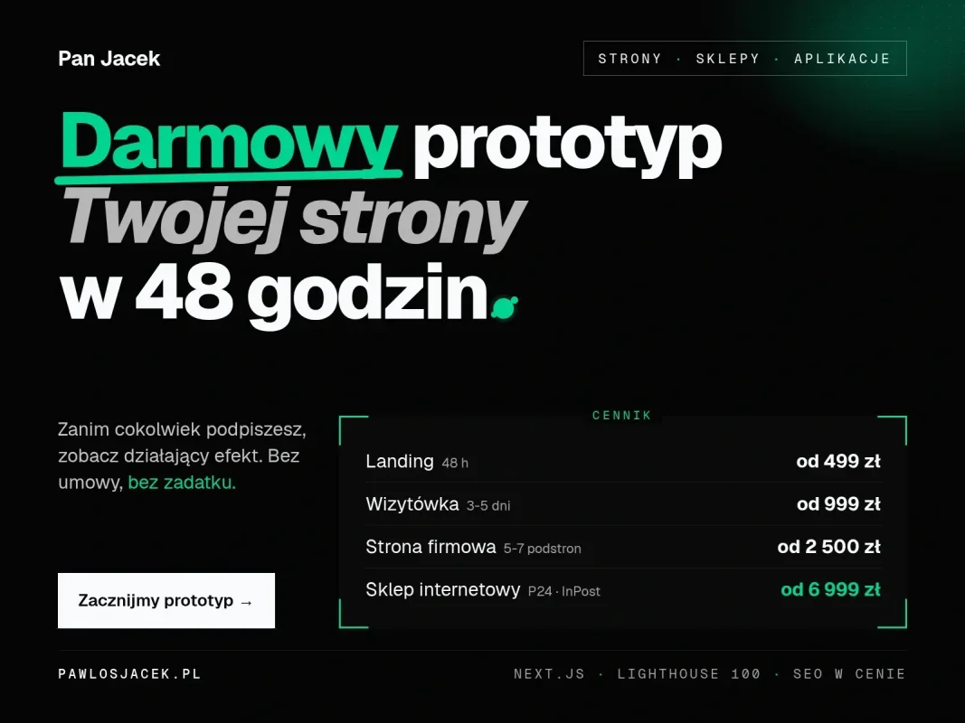 Strona internetowa dla firmy od 499 zł, darmowy prototyp w 48 h - zdjecie glowne