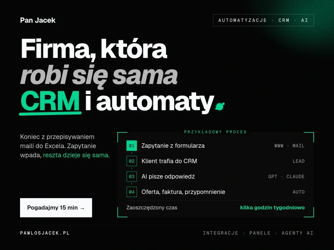 Automatyzacja firmy, CRM i integracje z AI, wdrożenie na wymiar - zdjecie glowne
