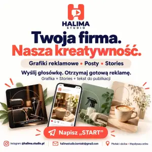 Halima Studio – grafika reklamowa + Stories + opis – 99 zł