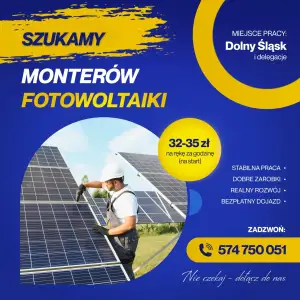 Monter / Pomocnik montera fotowoltaiki