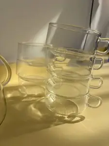 Vintage Jenaer Glas – zestaw Bauhaus: 8 szklanek i czajnik - miniatura 3