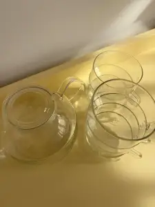 Vintage Jenaer Glas – zestaw Bauhaus: 8 szklanek i czajnik - miniatura 2