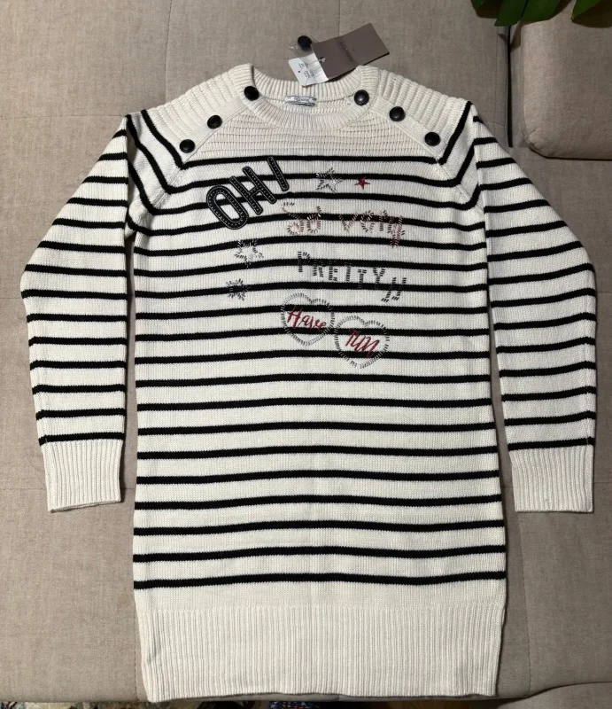 Mayoral sukienka dzianinowa sweter w paski r. 16 / 162 cm - zdjęcie 1