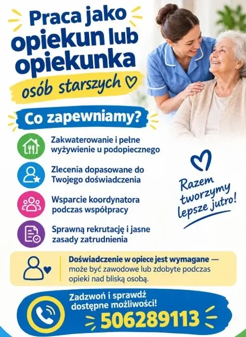 Masz doświadczenie w opiece? Czeka na Ciebie praca w Polsce!