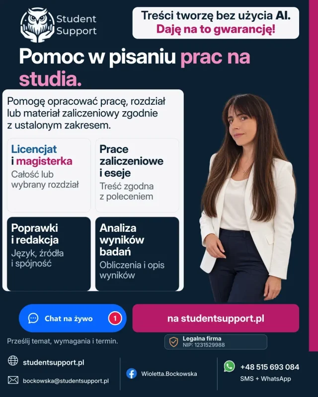 Pomoc przy pracy na studia - plan działania i organizacja, online – Mysiadło
