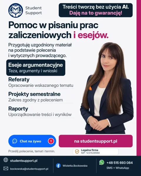 Pomoc przy esejach, referatach i pracach zaliczeniowych - online